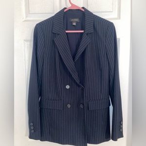 Halogen Pinstripe Double-Breasted Navy Blazer